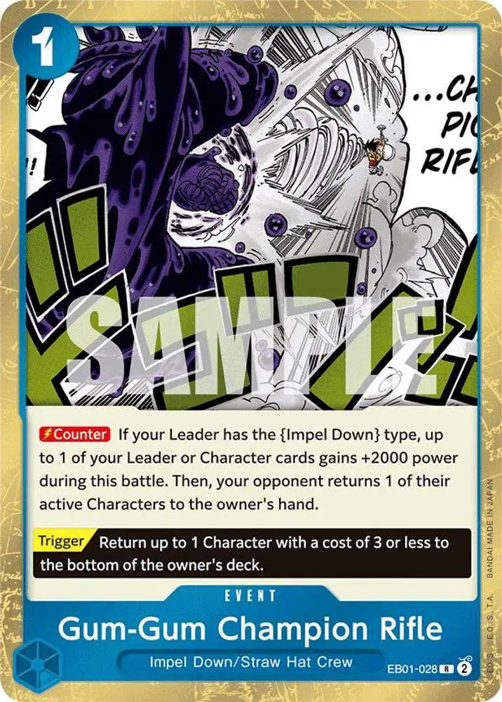 One Piece Trading Card Game Memorial Collection Rare Gum-Gum Champion Rifle EB01-028