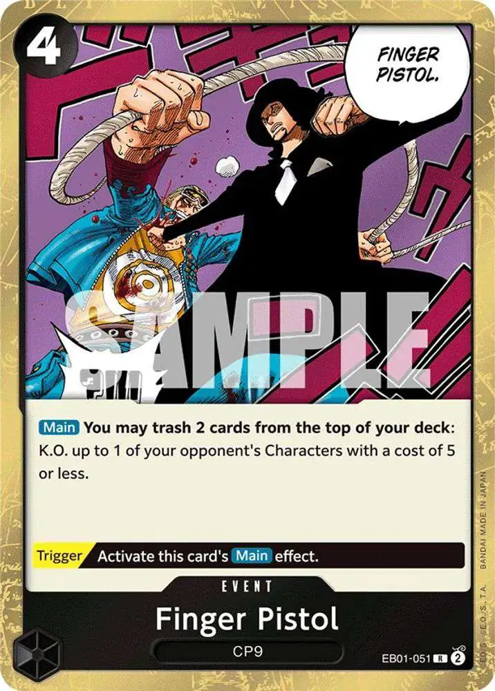 One Piece Trading Card Game Memorial Collection Rare Finger Pistol EB01-051