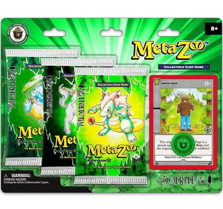 MetaZoo Trading Card Game Cryptid Nation Wilderness Smokey the Bear Exclusive Special Edition Bundle Set [3 Booster Packs, Promo Card & Coin]