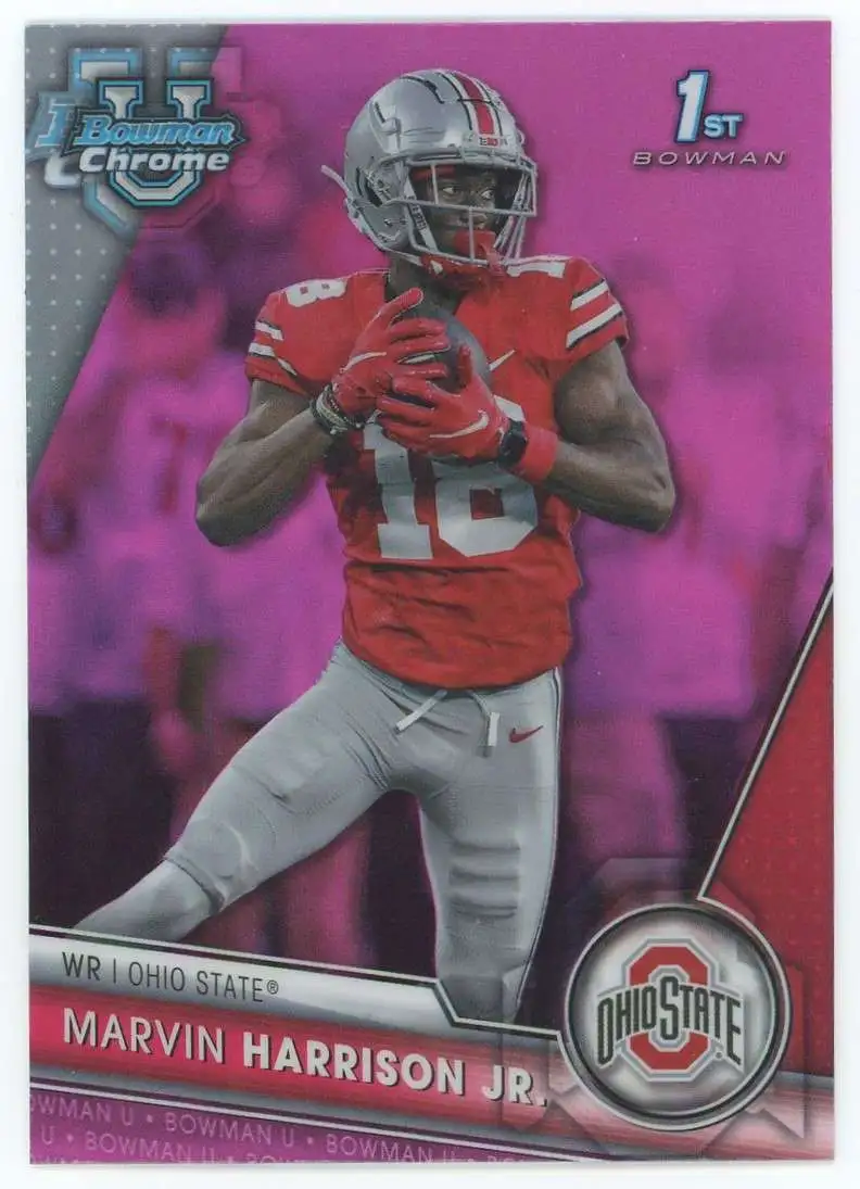NFL Ohio State University 2023 Bowman Chrome U Pink 1st Bowman Refractor Marvin Harrison Jr. #100