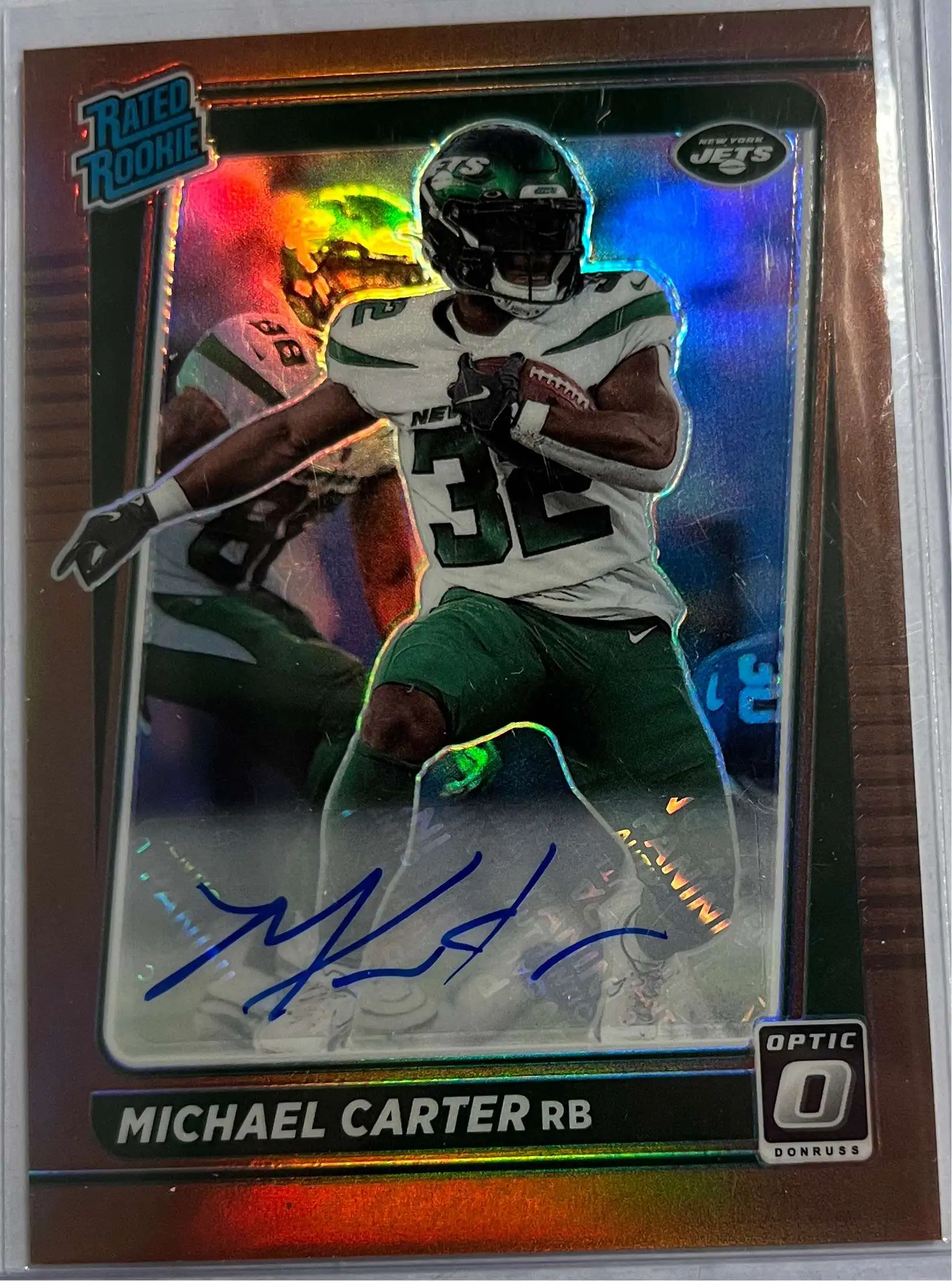 NFL 2021 Donruss Optic Football Michael Carter Rookie Autograph Single Card #235 [Bronze Rated Rookie]