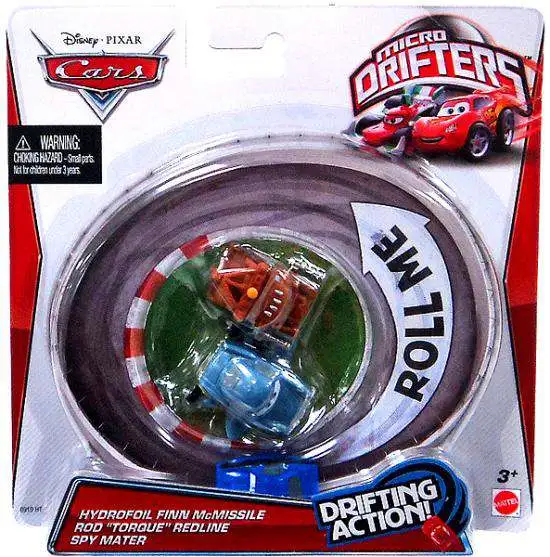 Disney / Pixar Cars Micro Drifters Hydrofoil Finn McMissile, Rod "Torque" Redline & Spy Mater Mini Cars