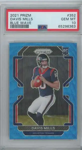 NFL 2021 Prizm Football Davis Mills Rookie Graded Card #352 [Blue Wave /199] [PSA 10]