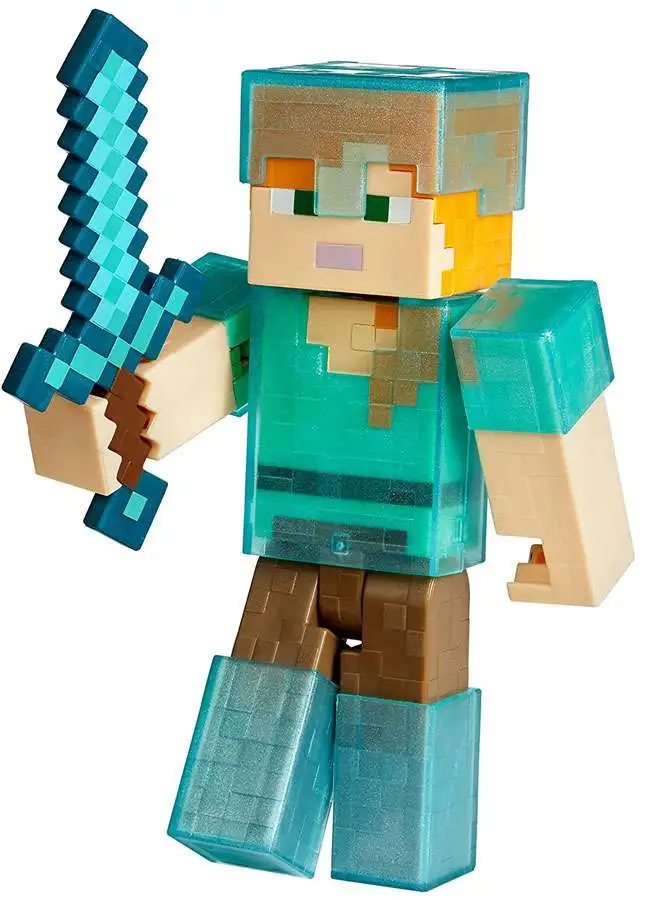 .com: Minecraft Alex with Diamond Armor Figure Pack : Toys & Games