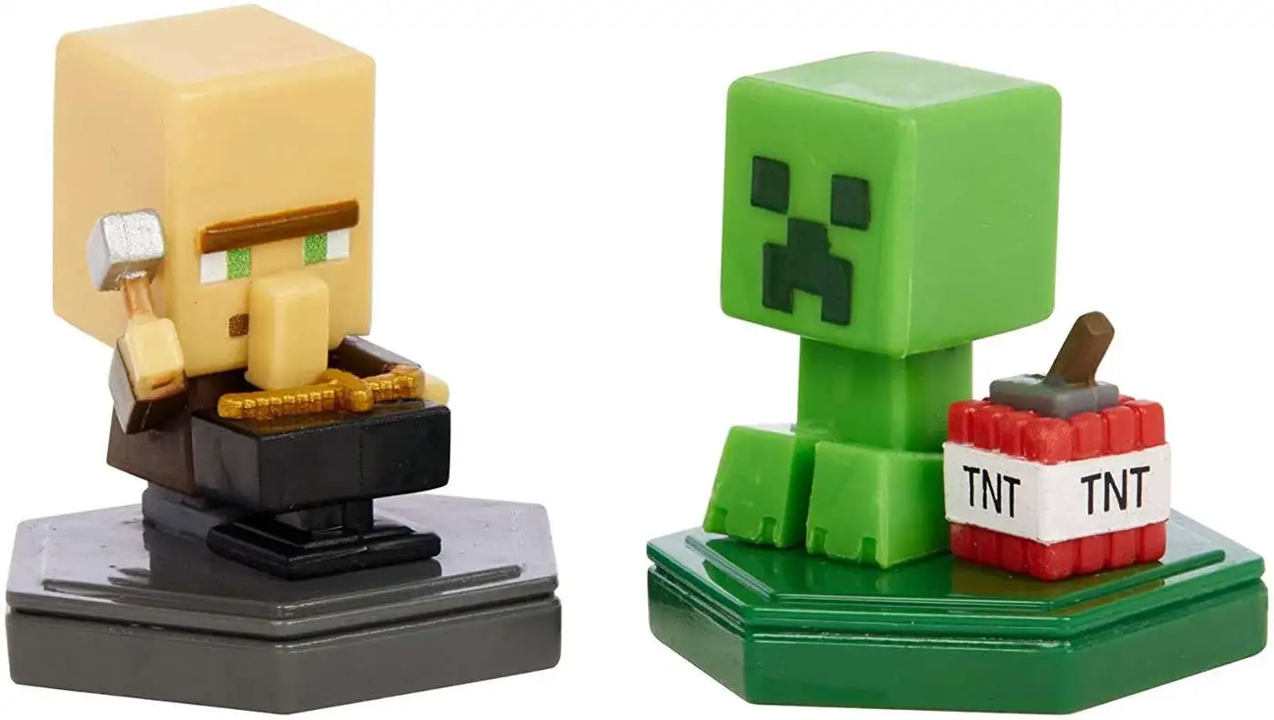 Minecraft Earth Boost Minis Repairing Villager & Mining Creeper Figure  2-Pack