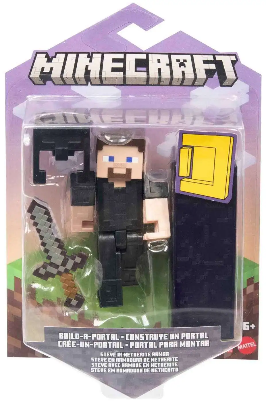 Minecraft Build A Portal Steve In Netherite Armor 3 25 Action Figure Mattel Toys Toywiz