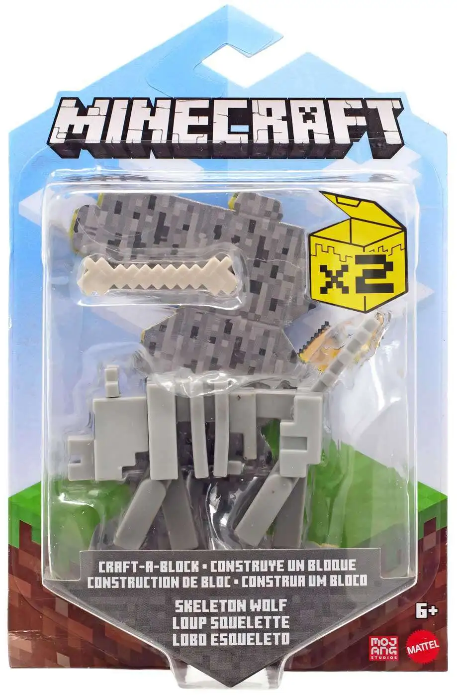 Figura Minecraft Craft A Block – Lupo Ostile, Giocattolo Ufficiale Mattel