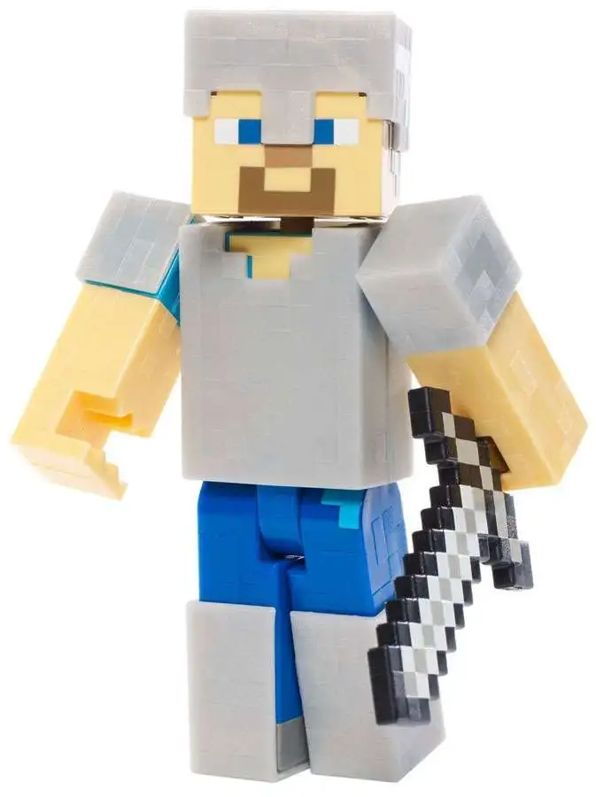 Minecraft Survival Mode Iron Armor Steve 5 Action Figure Mattel