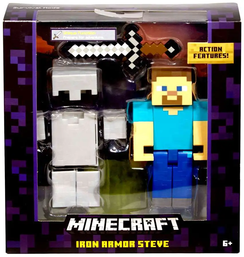 Minecraft Survival Mode Iron Armor Steve 5 Action Figure Mattel Toys -  ToyWiz