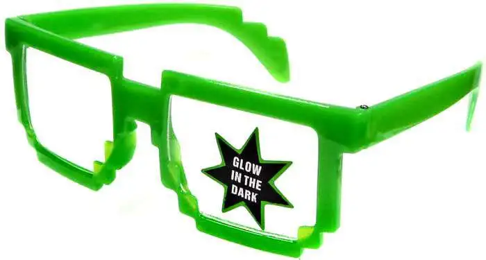 Minecraft Pixelated Glow-In-The-Dark Glasses Accessory [Green]