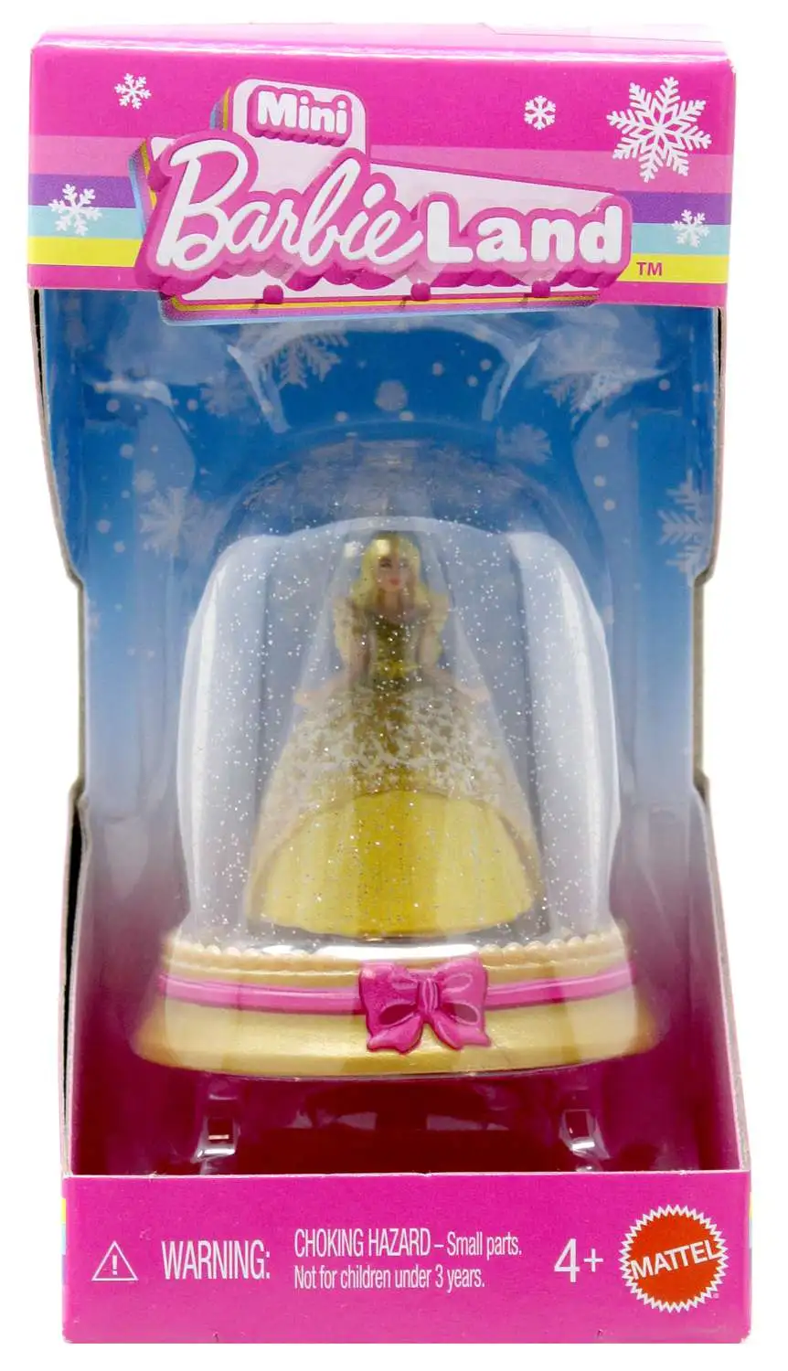 Mini BarbieLand Holiday Gold Dress 1.5-Inch Mini Doll [Snow Globe]