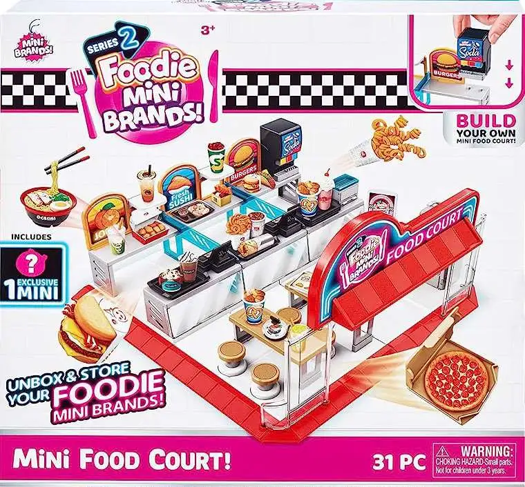 5 Surprise Mini Brands! Foodie Series 2 Mini Food Court! Playset [Unbox &  Store Your Foodie Mini Brands!]