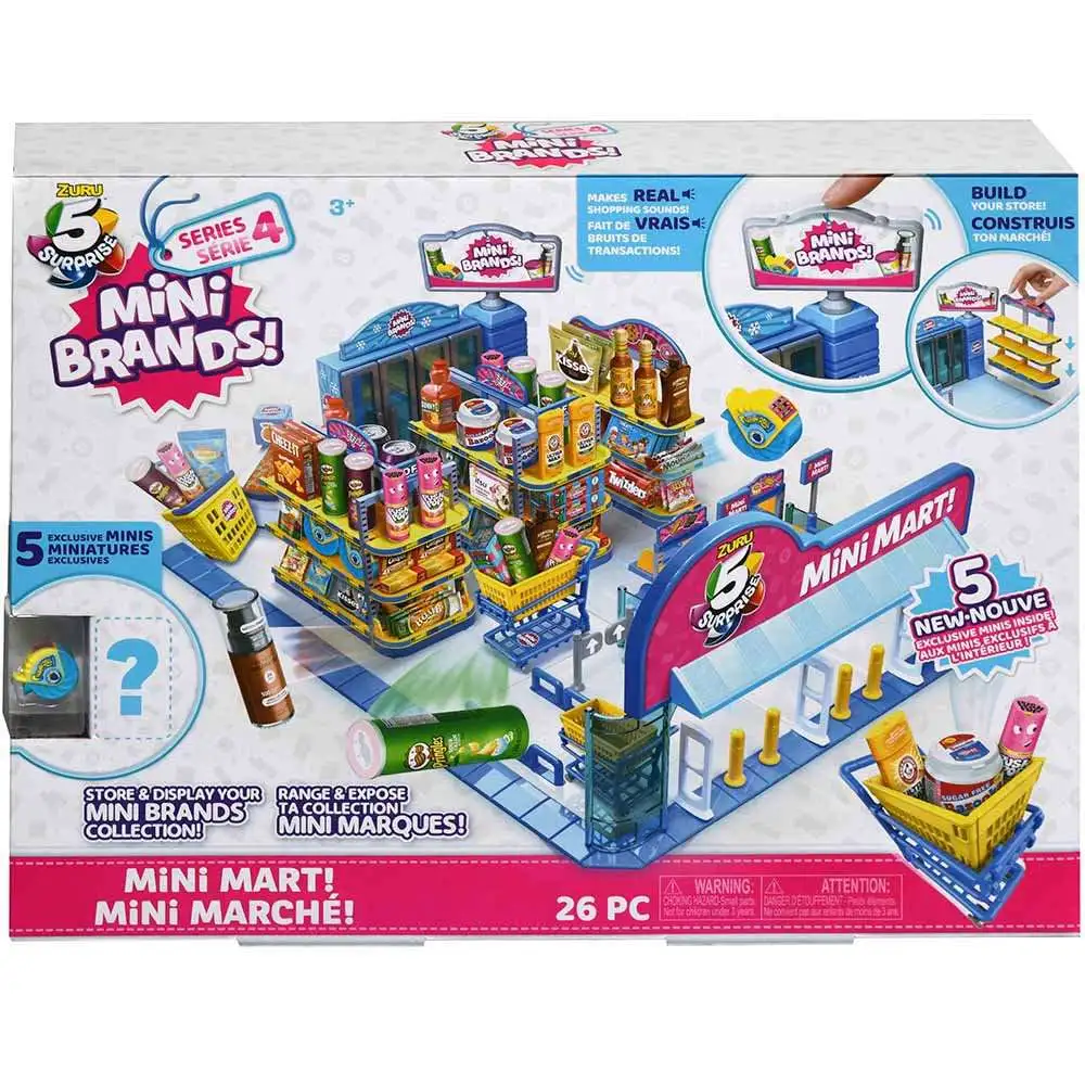 5 Surprise Mini Brands Series 4 Mini Mart Playset 26 Pieces Zuru Toys -  ToyWiz