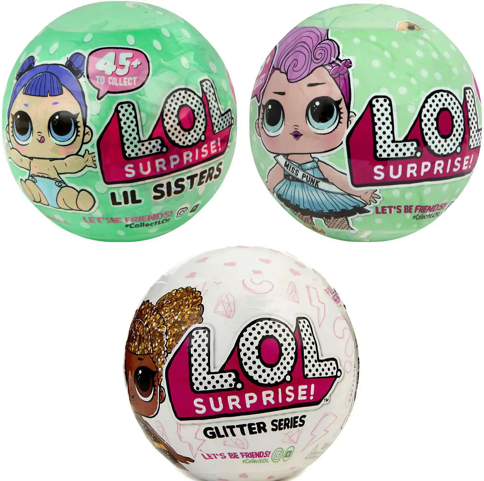 LOL Surprise Series 2 Miss Punk Lil Sister Glitter BUNDLE of 3 Mystery Packs MGA Entertainment ToyWiz