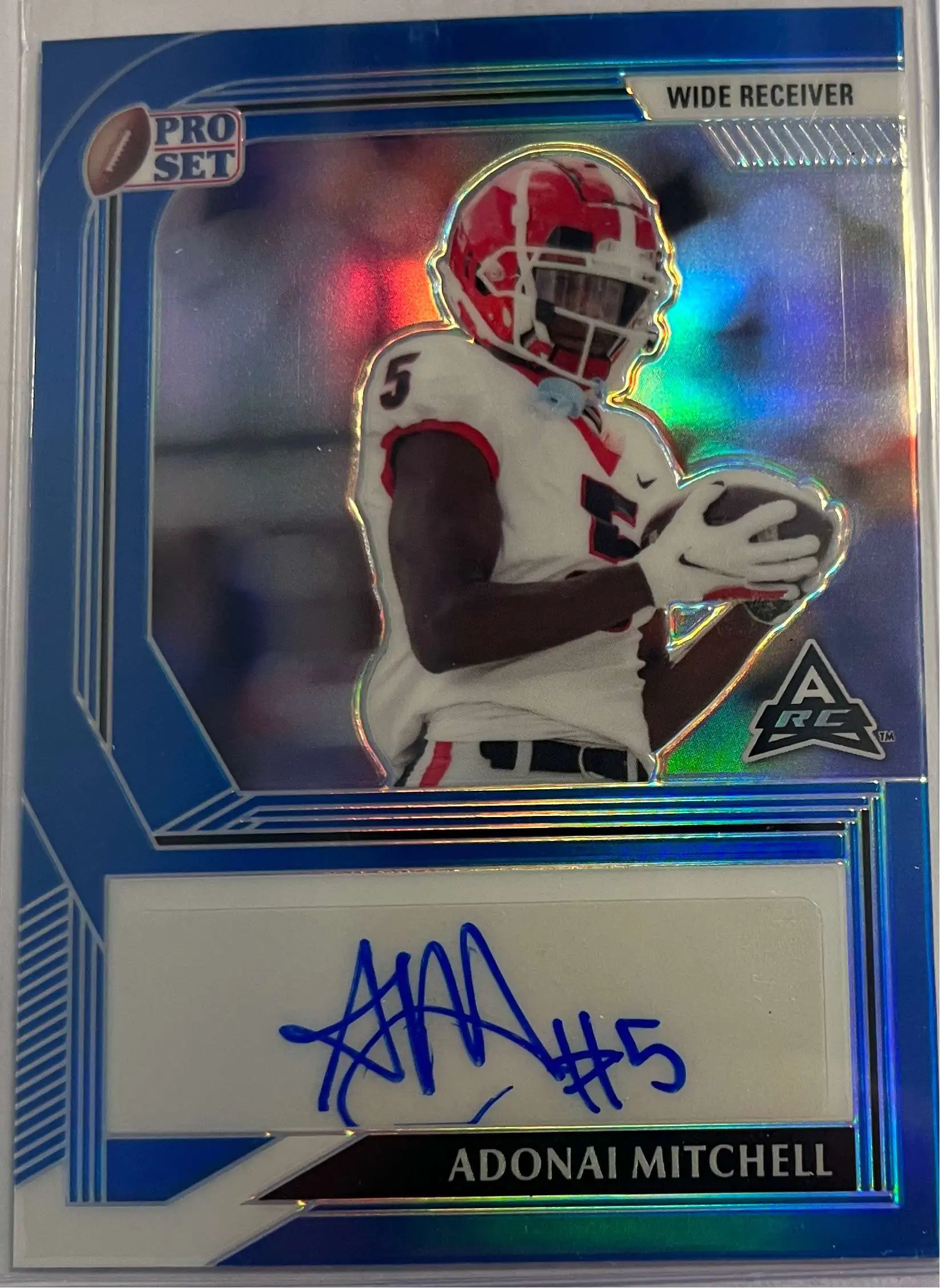 NFL 2022 Leaf Football Adonai Mitchell Blue 1235 Autographed Single Card  PA-AM1 Rookie Autograph - ToyWiz