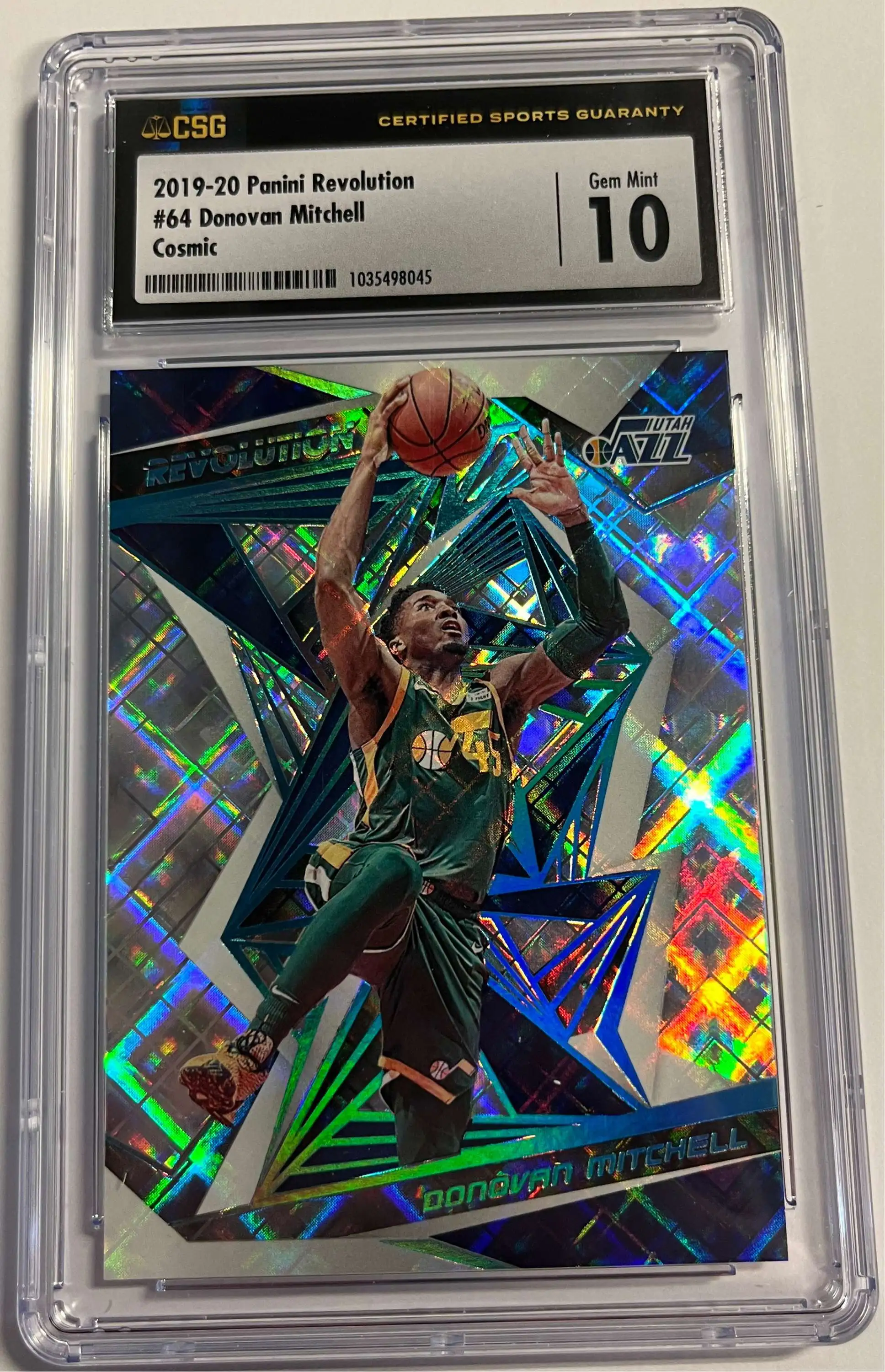 NBA 2019 Panini Revolution Donovan Mitchell 64100 Graded Single Card 64 Cosmic CSG 10 - ToyWiz NBA 2019 Panini Revolution Donovan Mitchell 64100 Graded Single Card 64 Cosmic CSG 10 - ToyWiz