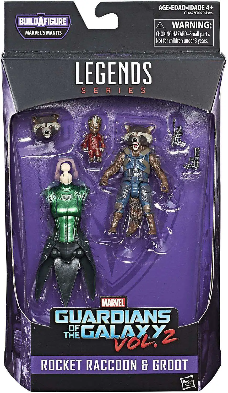 Guardians of the Galaxy Vol. 2 Marvel Legends Mantis Series Rocket Raccoon  with Kid Groot Action Figure