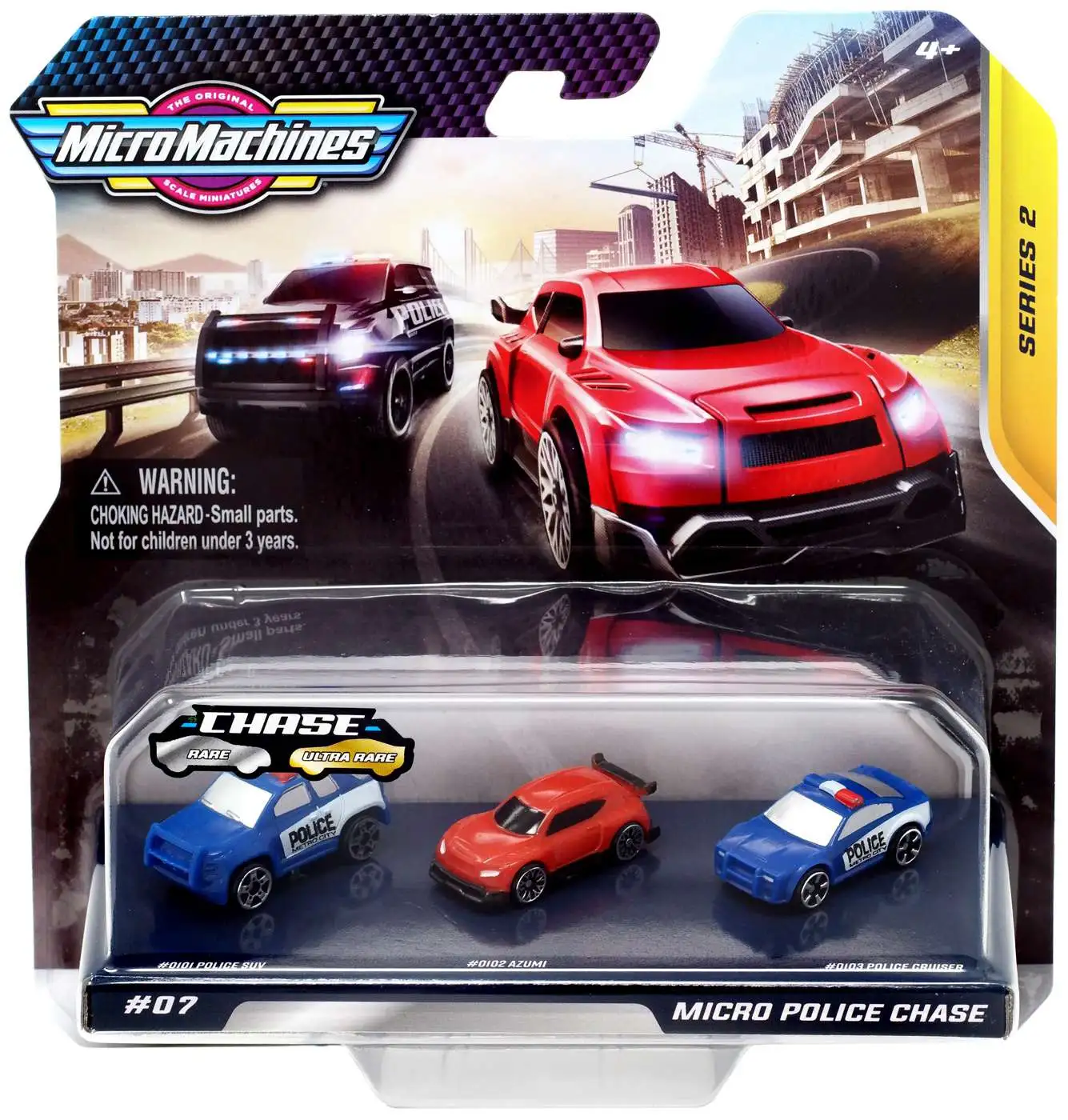 Micro Machines Starter Pack Chance of Rare Police Chase Includes 3 Vehicles Police & Race Cars Toy Car Collection 