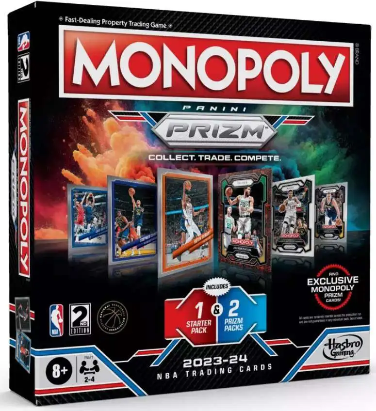 NBA Monopoly 2023-24 Prizm Basketball Board Game [1 Starter Set Pack & 2 Booster Packs]