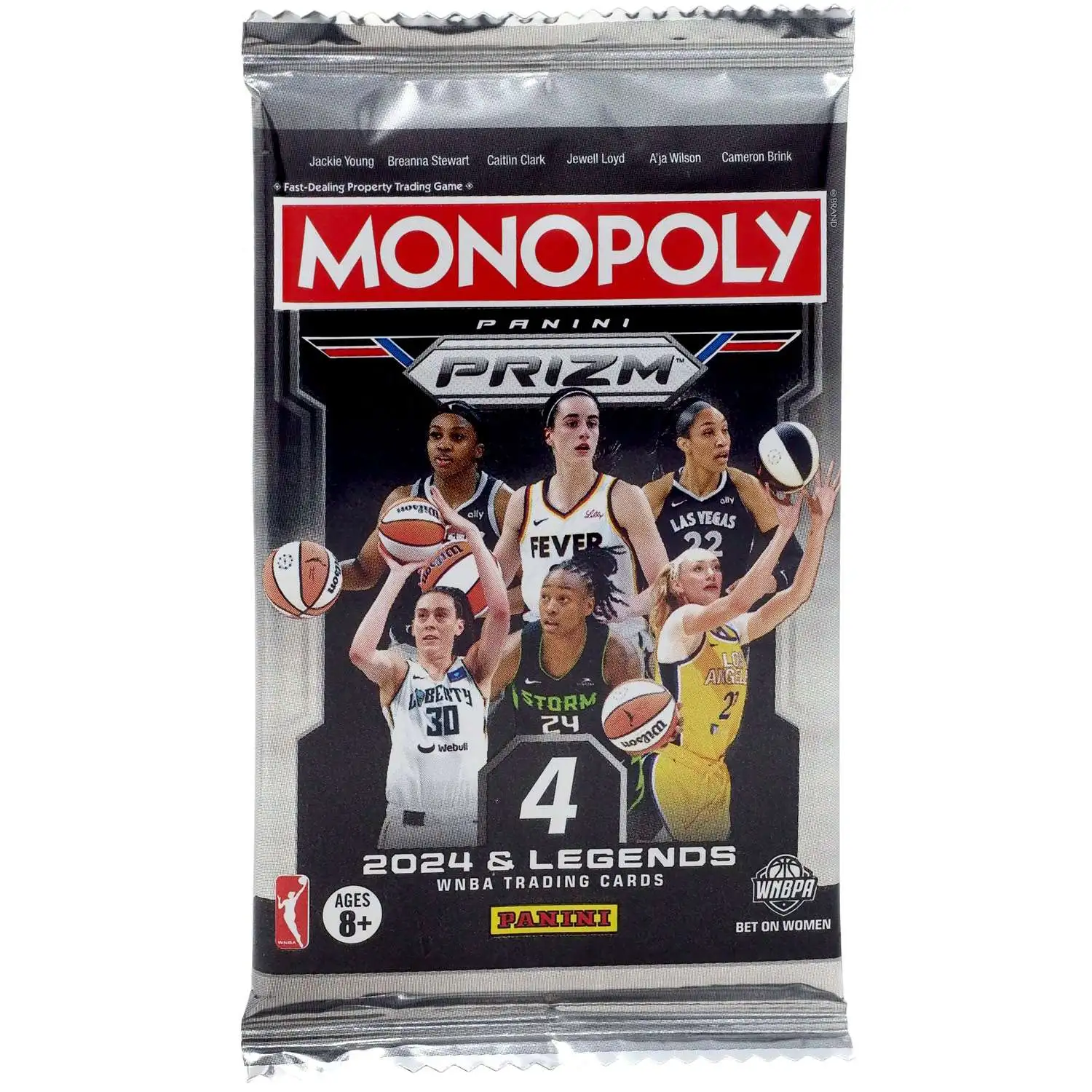 WNBA Monopoly 2024 & Legends Prizm Basketball Trading Card Booster Pack [4 Cards]