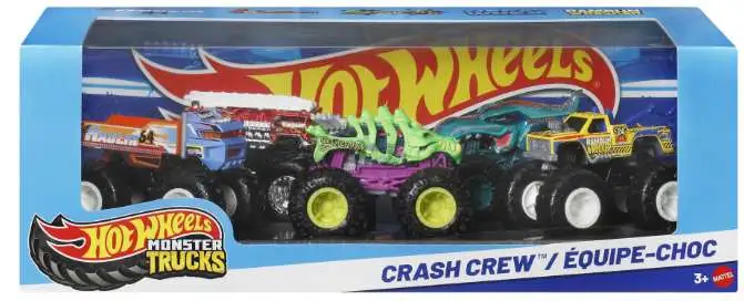 Hot Wheels Monster Trucks Crash Crew Diecast Car 5-Pack [Tiger Shark, Mega Wrex, Race Ace, Gotta Dump and V8 Bomber]