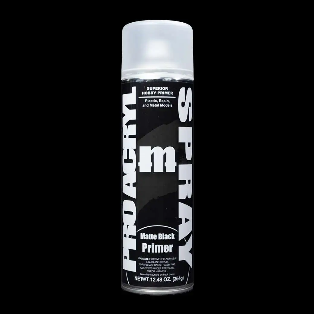 Monument Hobbies Pro Acryl Spray Matte Black Primer Spray Paint