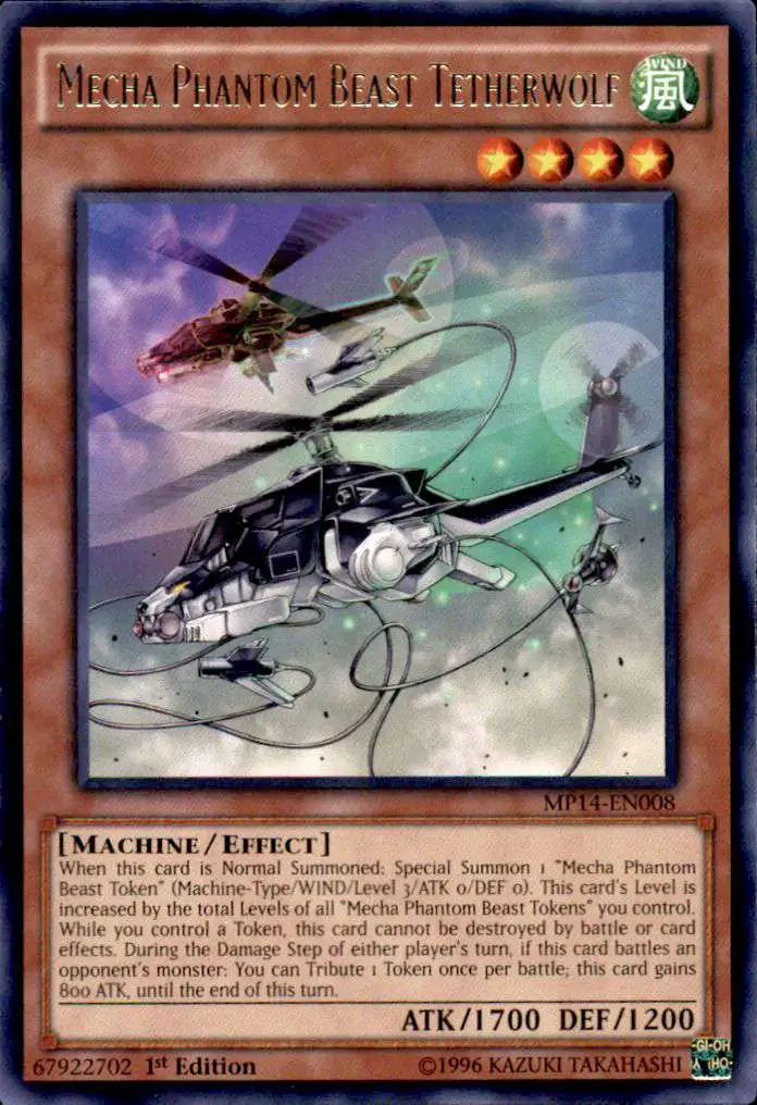 YuGiOh 2014 Mega Tin Rare Mecha Phantom Beast Tetherwolf MP14-EN008