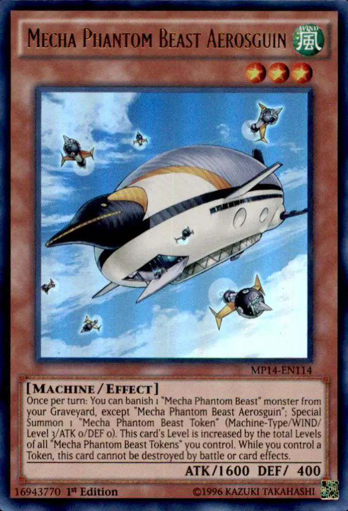 YuGiOh 2014 Mega Tin Ultra Rare Mecha Phantom Beast Aerosguin MP14-EN114