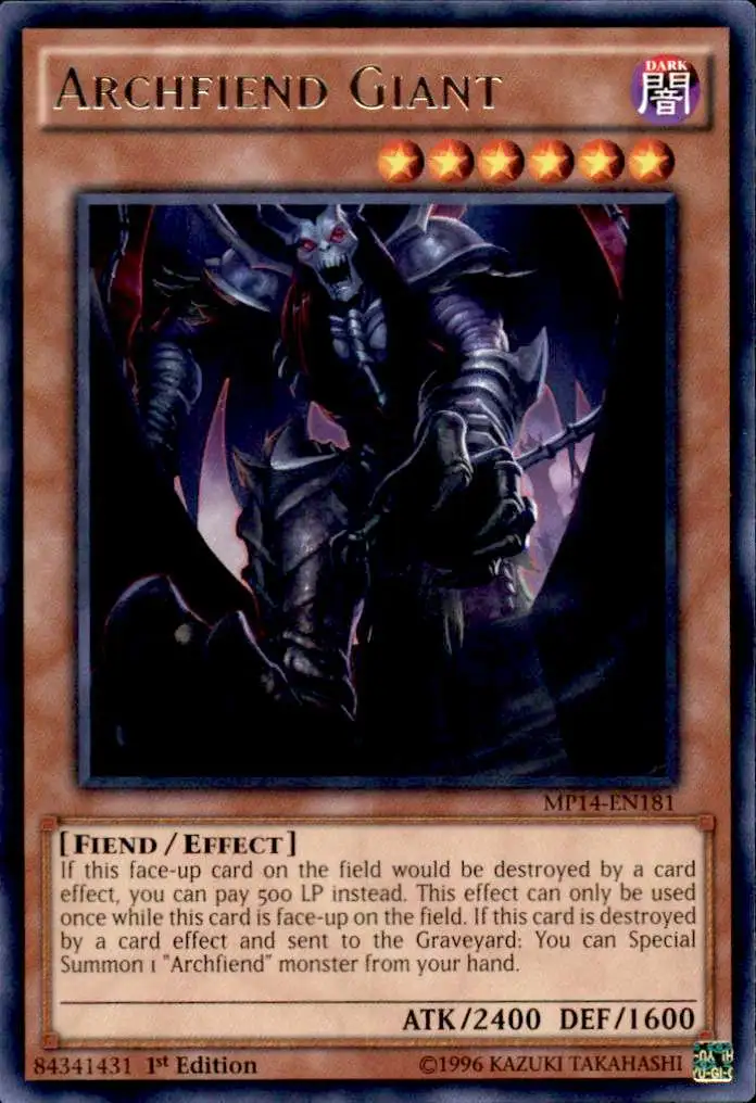 YuGiOh 2014 Mega Tin Rare Archfiend Giant MP14-EN181
