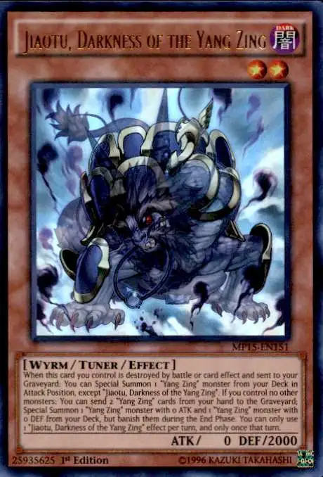 YuGiOh 2015 Mega-Tin Mega Pack Ultra Rare Jiaotu, Darkness of the Yang Zing MP15-EN151
