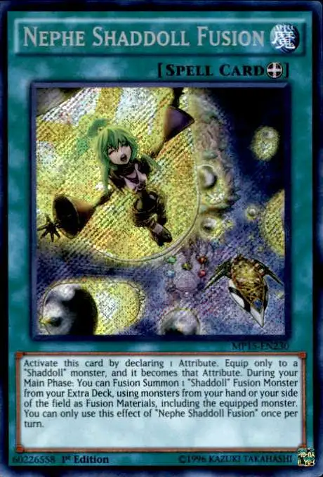 YuGiOh 2015 Mega-Tin Mega Pack Secret Rare Nephe Shaddoll Fusion MP15-EN230