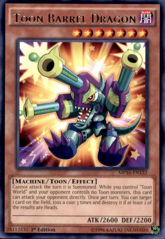 YuGiOh 2016 Mega-Tin Mega Pack Rare Toon Barrel Dragon MP16-EN132
