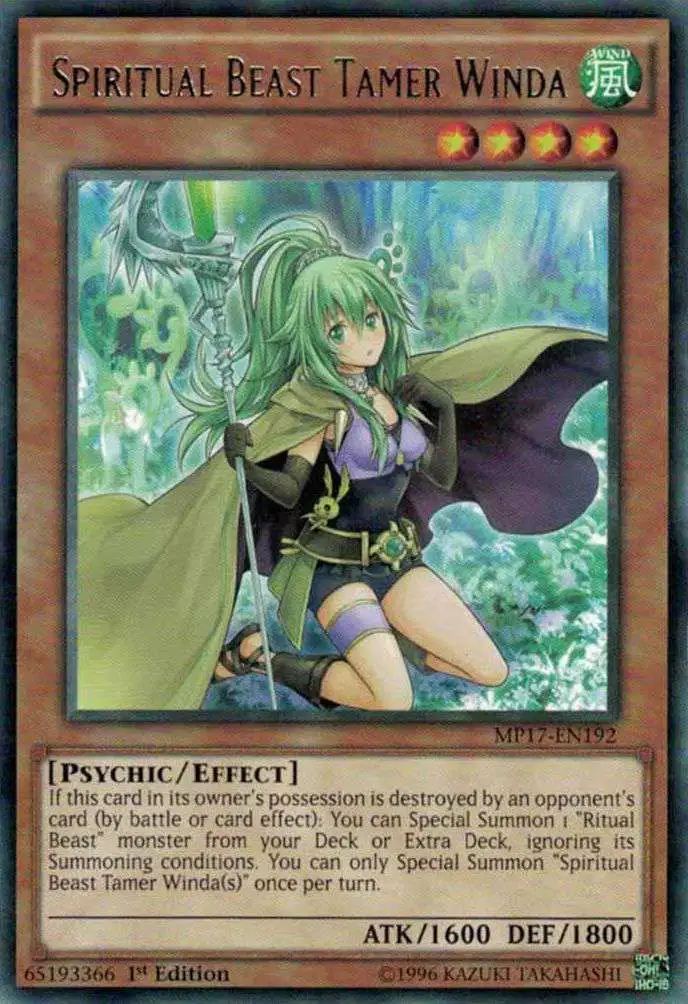 YuGiOh 2017 Mega-Tin Mega Pack Rare Spiritual Beast Tamer Winda MP17-EN192