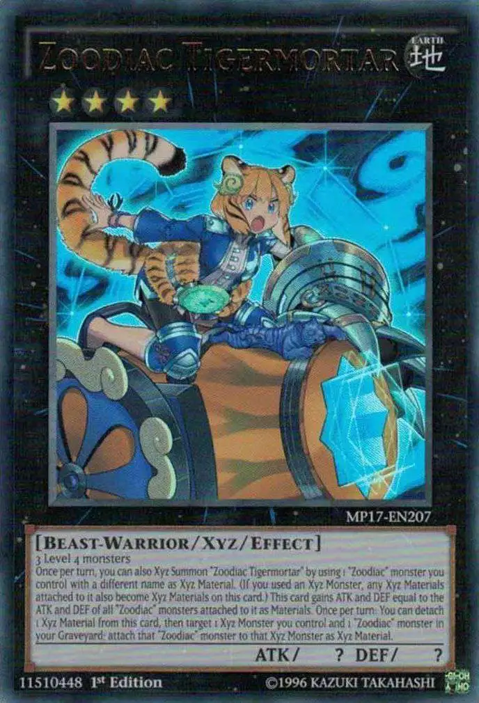 YuGiOh 2017 Mega-Tin Mega Pack Ultra Rare Zoodiac Tigermortar MP17-EN207