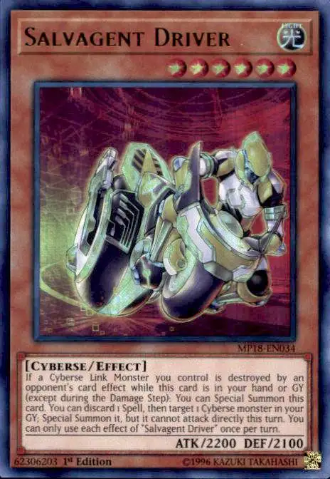 YuGiOh 2018 Mega-Tins Mega Pack Ultra Rare Salvagent Driver MP18-EN034