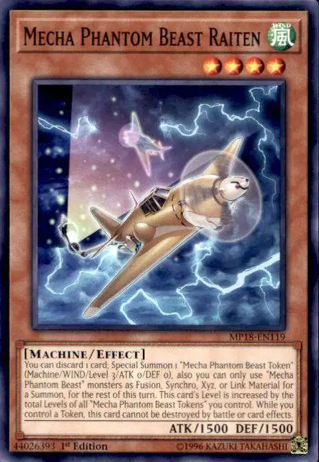 YuGiOh 2018 Mega-Tins Mega Pack Common Mecha Phantom Beast Raiten MP18-EN119
