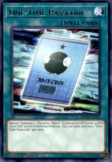YuGiOh 2018 Mega-Tins Mega Pack Rare One-Time Passcode MP18-EN141