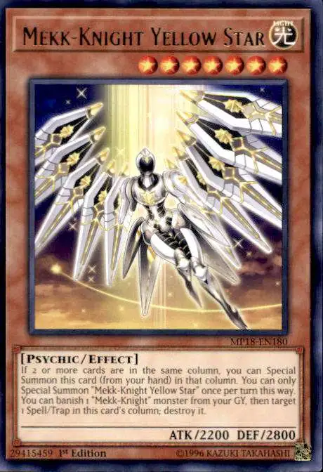 YuGiOh 2018 Mega-Tins Mega Pack Rare Mekk-Knight Yellow Star MP18-EN180