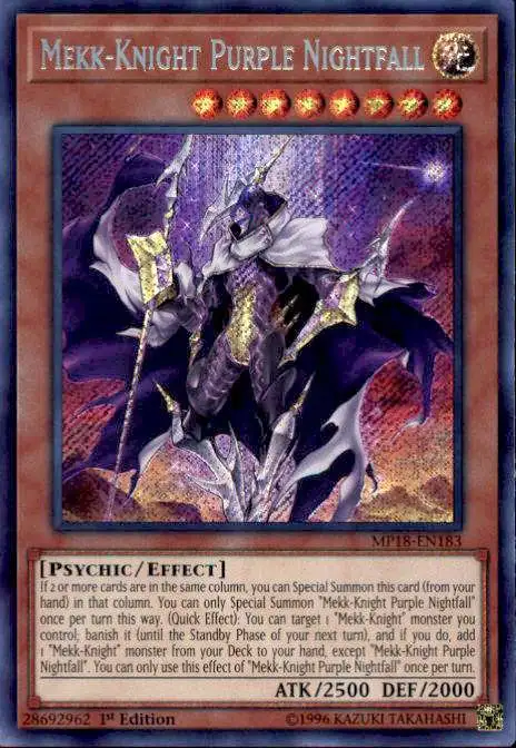 YuGiOh 2018 Mega-Tins Mega Pack Secret Rare Mekk-Knight Purple Nightfall MP18-EN183