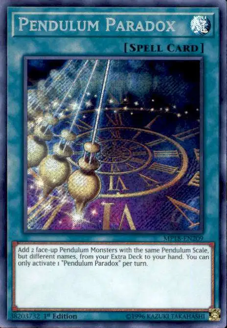 YuGiOh 2018 Mega-Tin Mega Pack Secret Rare Pendulum Paradox MP18-EN209