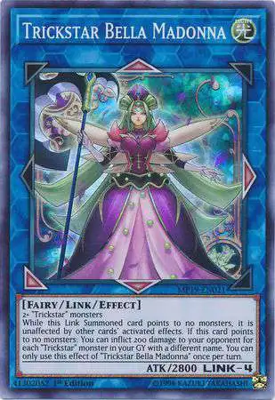 YuGiOh 2019 Gold Sarcophagus Tin Mega Pack Super Rare Trickstar Bella Madonna MP19-EN021