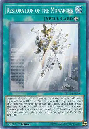 YuGiOh 2019 Gold Sarcophagus Tin Mega Pack Common Restoration of the Monarchs MP19-EN040