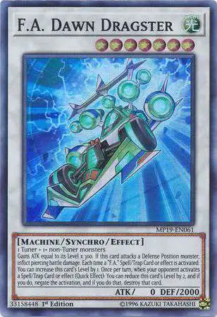 YuGiOh 2019 Gold Sarcophagus Tin Mega Pack Super Rare F.A. Dawn Dragster MP19-EN061