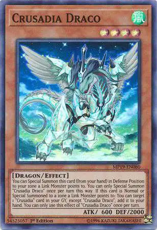 YuGiOh 2019 Gold Sarcophagus Tin Mega Pack Super Rare Crusadia Draco MP19-EN080