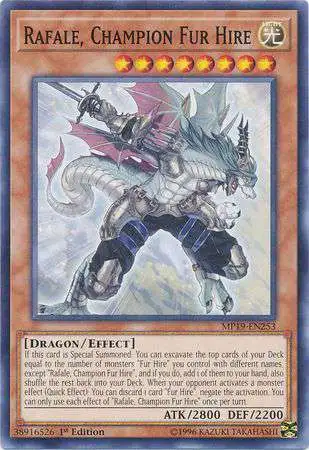 YuGiOh 2019 Gold Sarcophagus Tin Mega Pack Common Rafale, Champion Fur Hire MP19-EN253