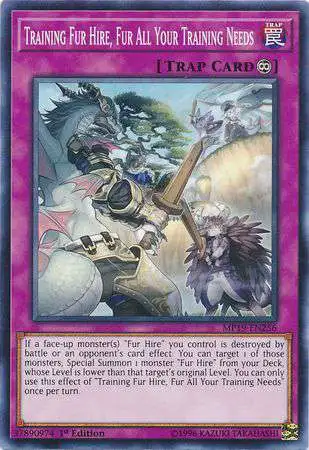 YuGiOh 2019 Gold Sarcophagus Tin Mega Pack Common Training Fur Hire, Fur All Your Training Needs MP19-EN256