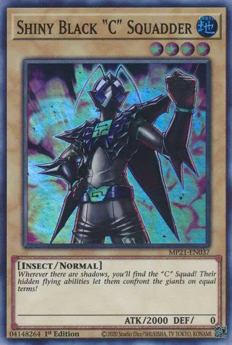 shiny yugioh cards YuGiOh 2021 Tin of Ancient Battles Single Card Super Rare Shiny Black C  Squadder MP21-EN037