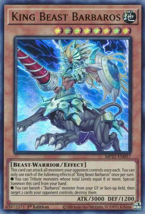 YuGiOh 2021 Tin of Ancient Battles Single Card Ultra Rare King Beast Barbaros MP21-EN057 - ToyWiz YuGiOh 2021 Tin of Ancient Battles Single Card Ultra Rare King Beast Barbaros MP21-EN057 - ToyWiz