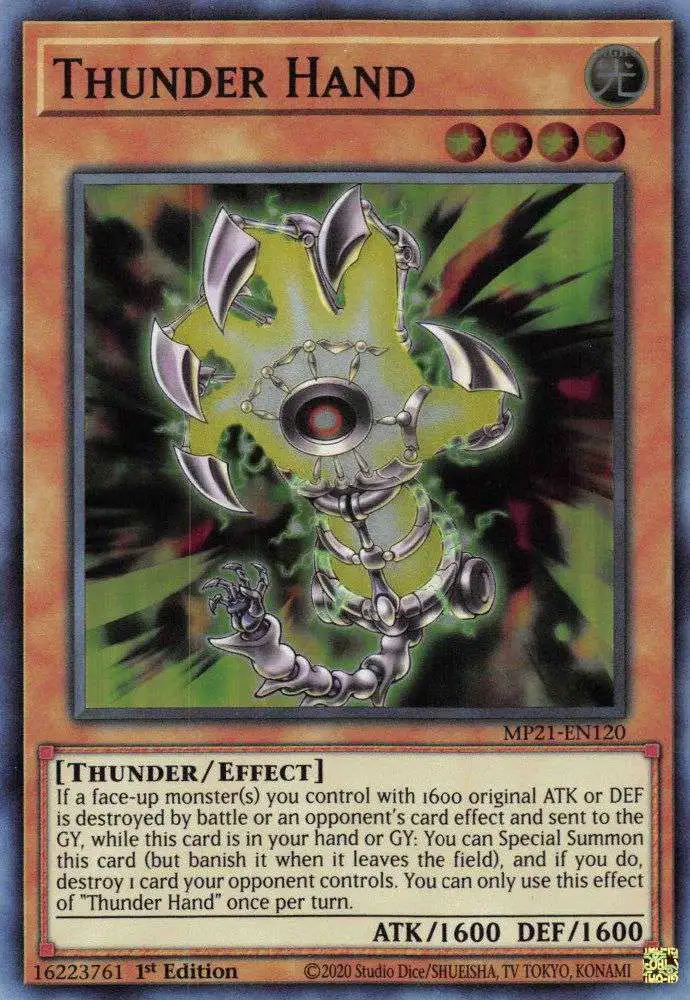 YuGiOh 2021 Tin of Ancient Battles Super Rare Thunder Hand MP21-EN120