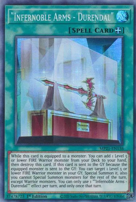 YuGiOh 2021 Tin of Ancient Battles Super Rare Infernoble Arms - Durendal MP21-EN136